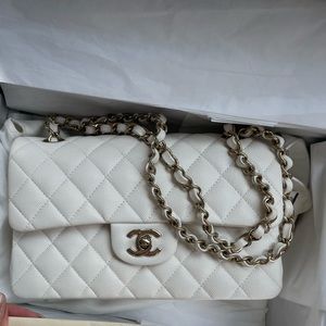 SOLD!Chanel white classic flap with LgHW